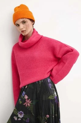 Zdjęcie produktu Medicine sweter z domieszką wełny damski kolor różowy ciepły z golfem