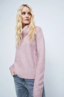 Zdjęcie produktu Medicine sweter z domieszką wełny damski kolor różowy z golfem