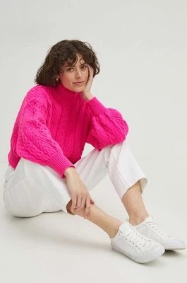 Zdjęcie produktu Medicine sweter z domieszką wełny kolor różowy z golfem