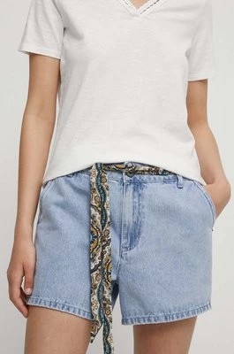 Zdjęcie produktu Medicine szorty jeansowe damskie kolor niebieski gładkie medium waist