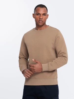 Zdjęcie produktu Męska bluza dresowa BASIC z okrągłym dekoltem - brązowa V2 OM-SSBN-0175
 -                                    XXL