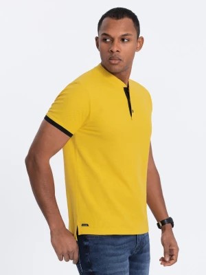 Zdjęcie produktu Męska koszulka polo bez kołnierzyka - żółta V9 OM-TSCT-0156
 -                                    XXL