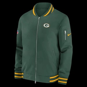 Zdjęcie produktu Męska kurtka typu bomberka z zamkiem na całej długości Nike Coach (NFL Green Bay Packers) - Zieleń