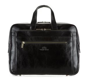 Zdjęcie produktu Męska torba na laptopa 15,6" skórzana vintage z licznymi kieszeniami czarna Wittchen