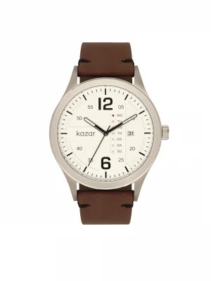 Zdjęcie produktu Męski zegarek na brązowym skórzanym pasku Kazar