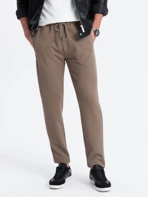 Zdjęcie produktu Męskie spodnie dresowe o marchewkowym kroju - brązowe V2 OM-PASK-0166
 -                                    L