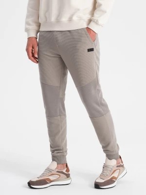 Zdjęcie produktu Męskie spodnie dresowe ze wstawkami z tkaniny ottoman - popielate V4 OM-PASK-0127
 -                                    S