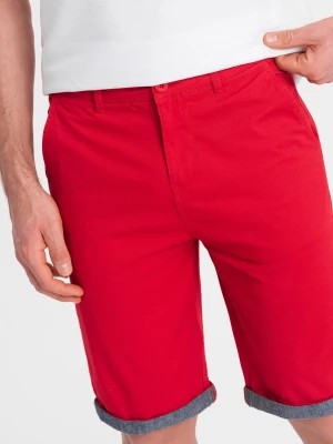 Zdjęcie produktu Męskie szorty chinosy z jeansowym wykończeniem - czerwone V1 W421
 -                                    XL