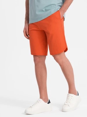 Zdjęcie produktu Męskie szorty dresowe z zaokrągloną nogawką - pomarańczowe V5 OM-SRSK-0105
 -                                    L