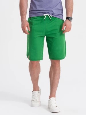 Zdjęcie produktu Męskie szorty dresowe z zaokrągloną nogawką - zielone V4 OM-SRSK-0105
 -                                    M
