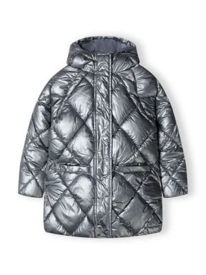 Zdjęcie produktu Metaliczny pikowany ocieplany płaszcz z kapturem dla dziewczynki- srebrny Minoti