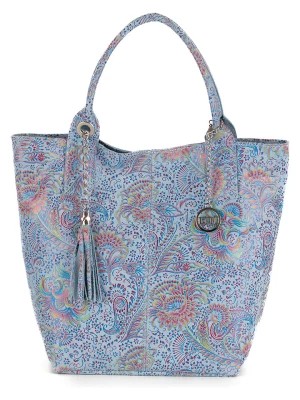 Zdjęcie produktu Mia Tomazzi Skórzana torebka w kolorze błękitnym ze wzorem - 20 x 35 x 18 cm rozmiar: onesize