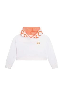 Zdjęcie produktu Michael Kors bluza bawełniana dziecięca kolor biały z kapturem z nadrukiem