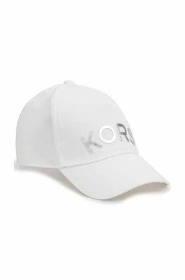 Zdjęcie produktu Michael Kors czapka bawełniana dziecięca kolor biały z aplikacją