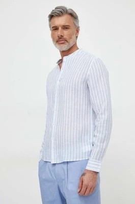 Zdjęcie produktu Michael Kors koszula lniana kolor niebieski regular ze stójką