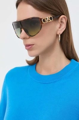 Zdjęcie produktu Michael Kors okulary przeciwsłoneczne EMPIRE SHIELD damskie kolor brązowy 0MK2194