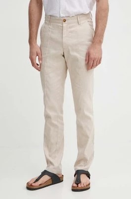 Zdjęcie produktu Michael Kors spodnie lniane kolor beżowy proste