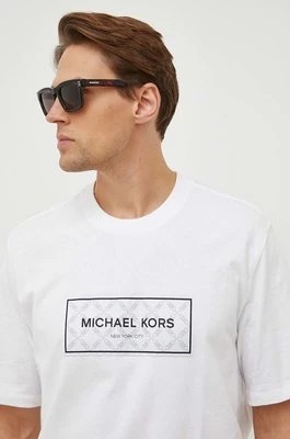 Zdjęcie produktu Michael Kors t-shirt bawełniany męski kolor biały z aplikacją