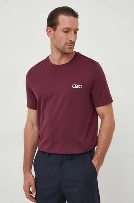 Zdjęcie produktu Michael Kors t-shirt bawełniany męski kolor bordowy z aplikacją