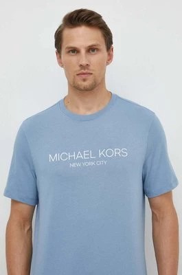Zdjęcie produktu Michael Kors t-shirt bawełniany męski kolor niebieski z nadrukiem