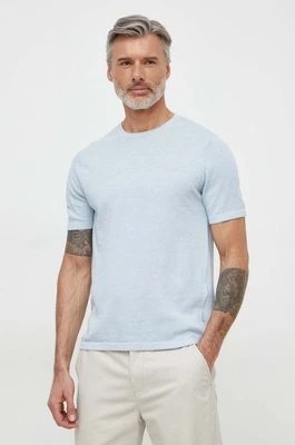 Zdjęcie produktu Michael Kors t-shirt lniany kolor niebieski gładki
