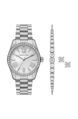 Zdjęcie produktu Michael Kors zegarek, bransoletka i kolczyki kolor srebrny
