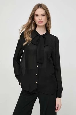Zdjęcie produktu MICHAEL Michael Kors koszula z jedwabiem kolor czarny regular z wiązanym dekoltem