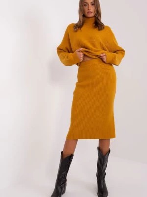 Zdjęcie produktu Midi spódnica dzianinowa z wiskozą ciemny żółty