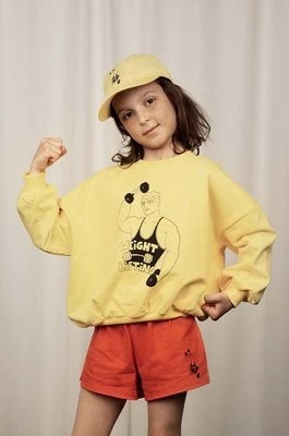 Zdjęcie produktu Mini Rodini bluza bawełniana dziecięca Weight lifting kolor żółty z nadrukiem