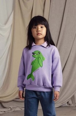 Zdjęcie produktu Mini Rodini bluza dziecięca Dolphin kolor fioletowy z nadrukiem