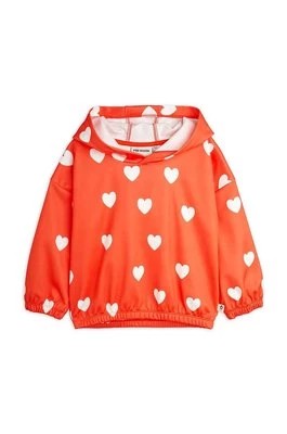 Zdjęcie produktu Mini Rodini bluza dziecięca Hearts kolor czerwony z kapturem wzorzysta