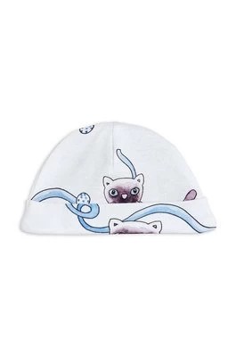 Zdjęcie produktu Mini Rodini czapka bawełniana niemowlęca kolor biały z cienkiej dzianiny bawełniana