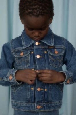 Zdjęcie produktu Mini Rodini kurtka jeansowa dziecięca Mini Rodini x Wrangler kolor niebieski