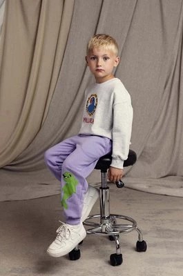 Zdjęcie produktu Mini Rodini spodnie dresowe bawełniane dziecięce Dolphin kolor fioletowy z aplikacją