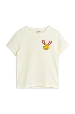 Zdjęcie produktu Mini Rodini t-shirt bawełniany dziecięcy Medal kolor biały z nadrukiem