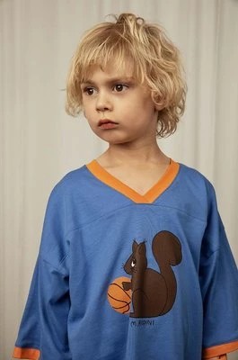 Zdjęcie produktu Mini Rodini t-shirt bawełniany dziecięcy Squirrel kolor niebieski z nadrukiem