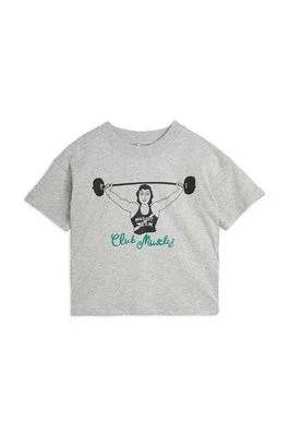 Zdjęcie produktu Mini Rodini t-shirt bawełniany dziecięcy Club muscles kolor szary z nadrukiem