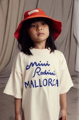 Zdjęcie produktu Mini Rodini t-shirt bawełniany dziecięcy Mallorca kolor beżowy z nadrukiem