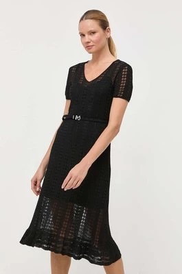 Zdjęcie produktu Miss Sixty sukienka lniana kolor czarny midi rozkloszowana