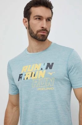 Zdjęcie produktu Mizuno t-shirt do biegania Core Run kolor turkusowy z nadrukiem J2GAB008