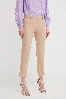 Zdjęcie produktu Morgan spodnie damskie kolor beżowy dopasowane high waist