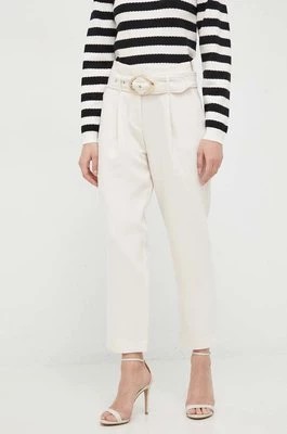 Zdjęcie produktu Morgan spodnie damskie kolor beżowy proste high waist