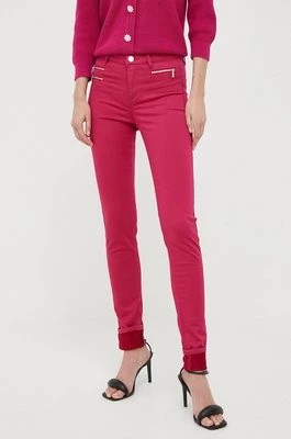 Zdjęcie produktu Morgan spodnie damskie kolor różowy dopasowane medium waist