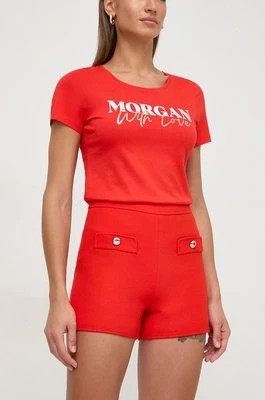 Zdjęcie produktu Morgan szorty damskie kolor czerwony gładkie high waist