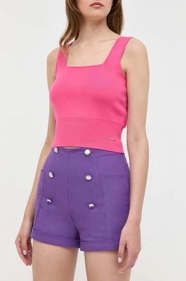 Zdjęcie produktu Morgan szorty damskie kolor fioletowy gładkie high waist
