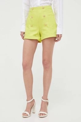 Zdjęcie produktu Morgan szorty damskie kolor zielony gładkie high waist