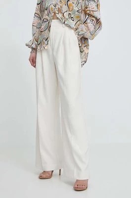 Zdjęcie produktu Mos Mosh spodnie damskie kolor beżowy szerokie high waist