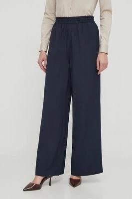 Zdjęcie produktu Mos Mosh spodnie damskie kolor granatowy szerokie high waist