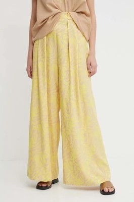 Zdjęcie produktu Mos Mosh spodnie damskie kolor żółty szerokie high waist