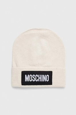 Zdjęcie produktu Moschino czapka kaszmirowa kolor beżowy wełniana